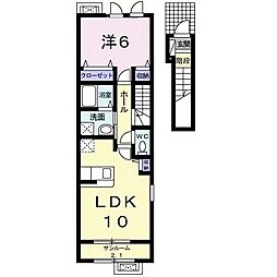 ベル・セゾン 2階1LDKの間取り