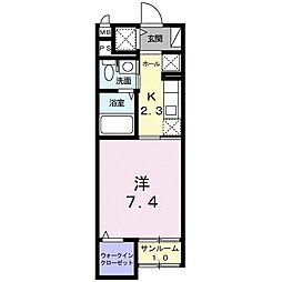 アライブスクエア 1Kの間取図画像