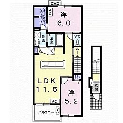 ジェルメ湊 2LDKの間取図画像