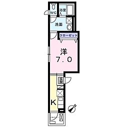 アウローラ 1階1Kの間取り