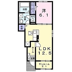 パインエコー 1LDKの間取図画像