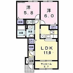 サザン・アヴェニューA 2LDKの間取図画像