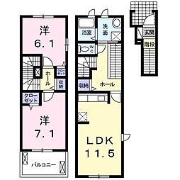 プラシード1 2LDKの間取図画像
