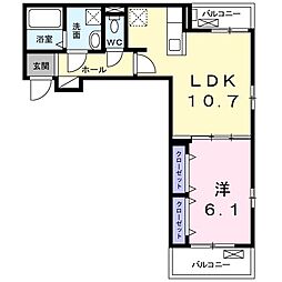 グレイスコート 1LDKの間取図画像