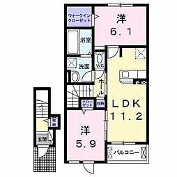 メゾンドコリーヌ2 2LDKの間取図画像