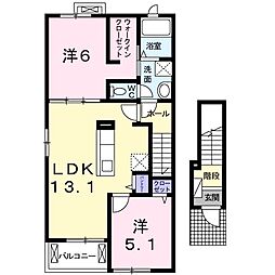 エレガンス 2階2LDKの間取り
