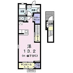 JR山陽本線 柳井駅 徒歩3分の賃貸アパート 2階ワンルームの間取り