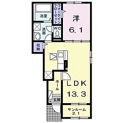 オリオン2 1LDKの間取図画像