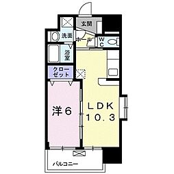 エミネンス駅南 9階1LDKの間取り