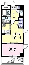 ポラリス参番館 1LDKの間取図画像
