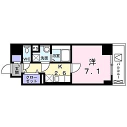 サン　ウォーム　ニチダン 8階1Kの間取り
