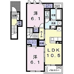 サン ガーデン II 2LDKの間取図画像