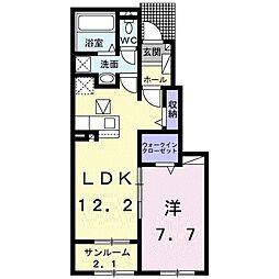 アリビオ　I 1階1LDKの間取り