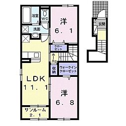 シナモン 2LDKの間取図画像