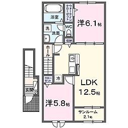 ハイマート 2LDKの間取図画像