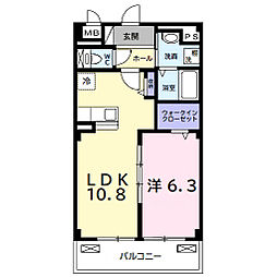 カーサフェリーチェ 1LDKの間取図画像