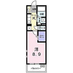 クロスロード三沢 1Kの間取図画像