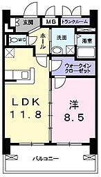 スカイガーデンタワー 1LDKの間取図画像