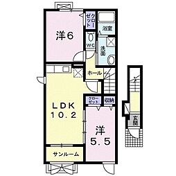 プレッソ 2階2LDKの間取り
