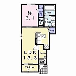 セリシールＢ 1階1LDKの間取り