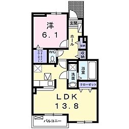 シャインヒルズ 1LDKの間取図画像