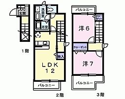 パインヒルズ 2LDKの間取図画像