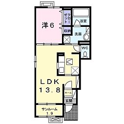 エムティハウスII 1階1LDKの間取り