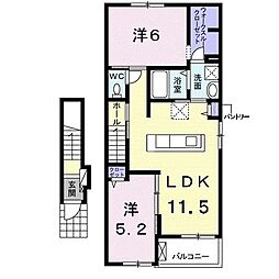 ロイヤルティアラB 2LDKの間取図画像