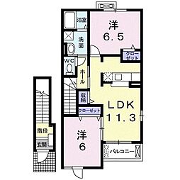 エイトホークス5番館 2LDKの間取図画像