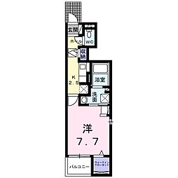 リアンフォール 1Kの間取図画像