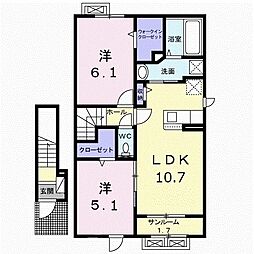 スプリングファイン2 2LDKの間取図画像