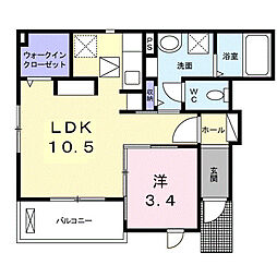 クレシェンテ周南C 1LDKの間取図画像