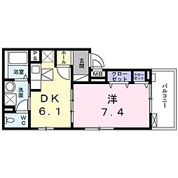 フィアクローバー 1DKの間取図画像