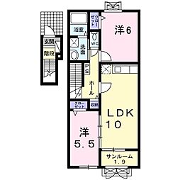 ソレイユベル 2LDKの間取図画像