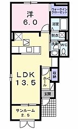 ルナソール 1LDKの間取図画像