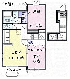 杏得仙 2階2LDKの間取り