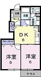 ローゼンハイム 2DKの間取図画像