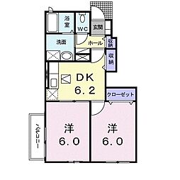 グレイススクエアS 2DKの間取図画像