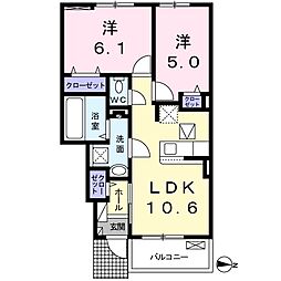 クレインボッシュ 2LDKの間取図画像