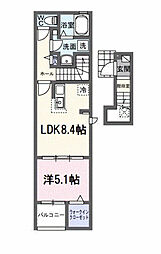 ヒーローパレス 2階1LDKの間取り