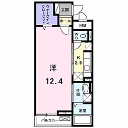 プラシード石屋山 1Kの間取図画像