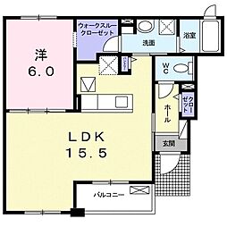 サニーオーブ1 1LDKの間取図画像