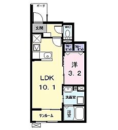 プランドール日比野 1LDKの間取図画像