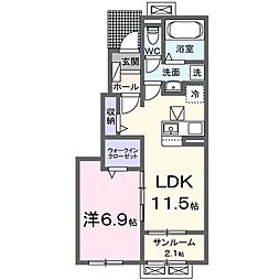 アミスターＴ　II 1階1LDKの間取り