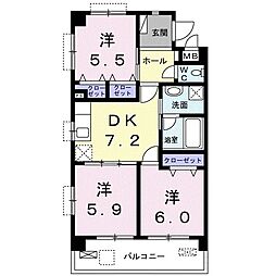 メゾン憩 3DKの間取図画像