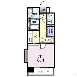 セレーノ・コンフォート大手門 1Kの間取図画像