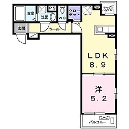 シエリア3 1LDKの間取図画像