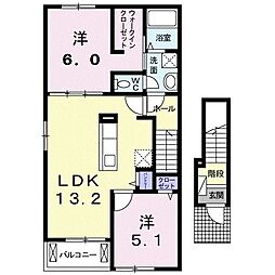 カーサフェリーチェB 2LDKの間取図画像