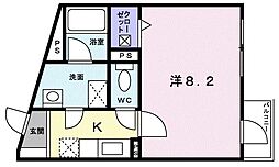 ソレイユK 1Kの間取図画像