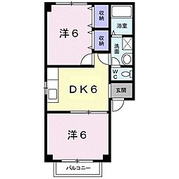 ヴィル・フォーレII 2階2DKの間取り